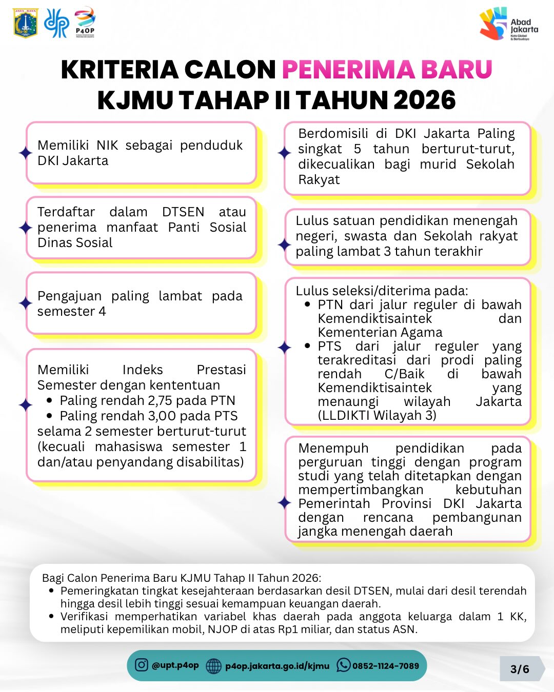 Kriteria calon penerima lanjutan KJMU